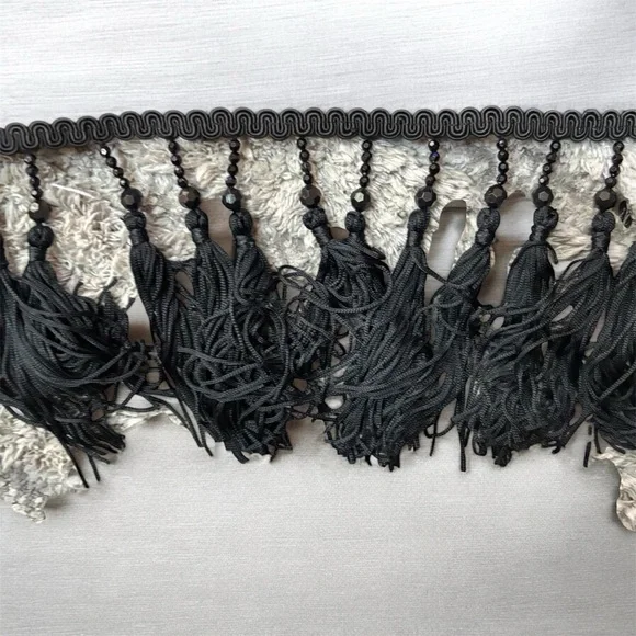 Luxe Black Velvet Shawl + Tassel Trim - Picture 3 of 3